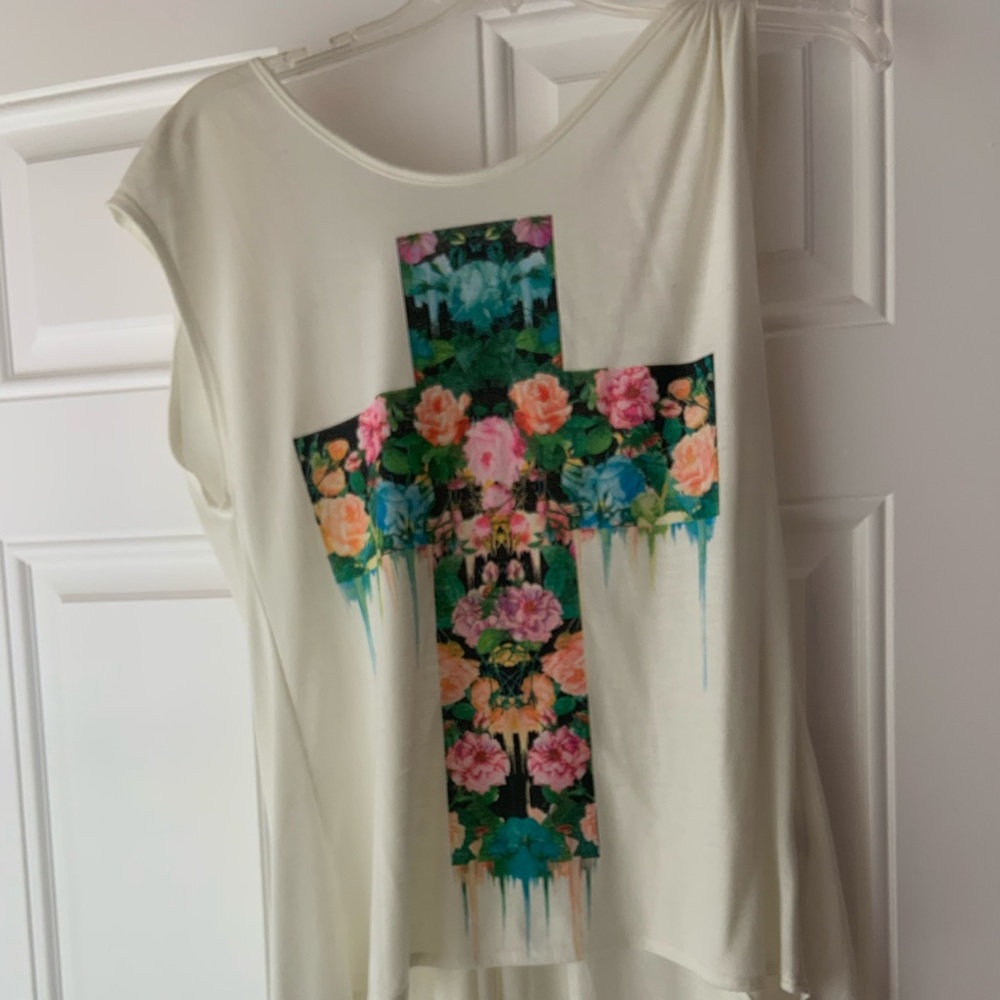 Floral Cross Hi-Lo Top